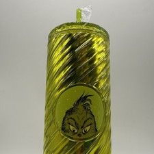The Grinch Holiday Metallic Green Swirled Tumbler Brand New