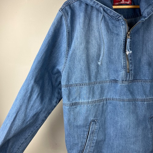 Red Label by Patriate Denim Mens L Jean Jacket Hoodie 1/4 Zip Pullover - Picture 4 of 8