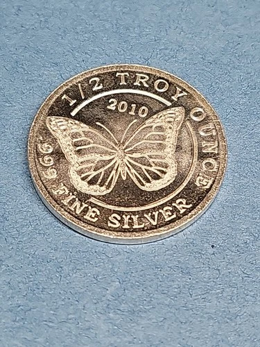 1/2 Troy Oz .999 Fine Silver Monarch Precious Metals- Butterfly Round