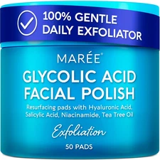 Glycolic Acid Pads - Toner Pads for Face Cleansing - Exfoliating Pad with Tea Tr