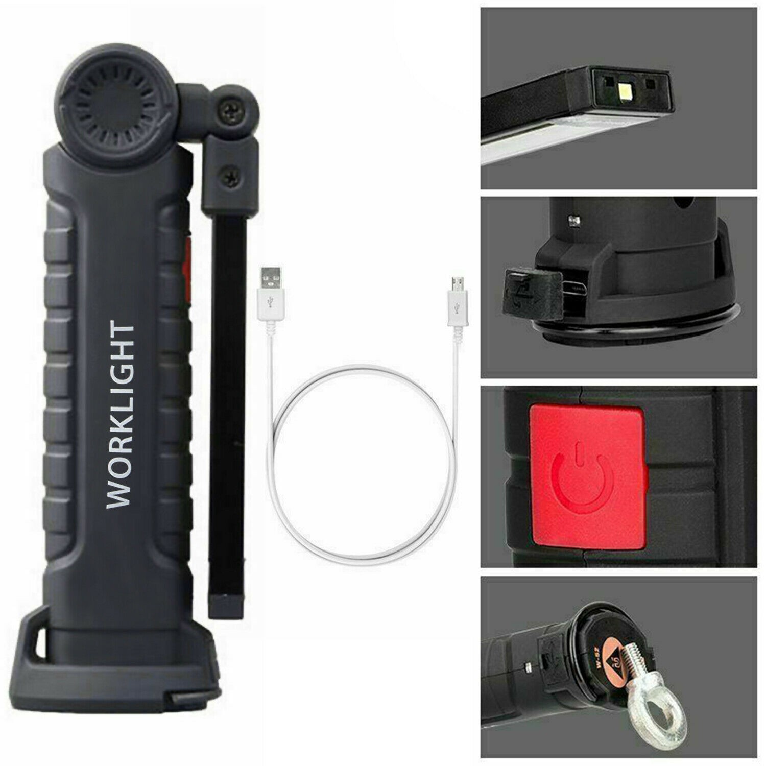 2x Rechargeable LED COB Work Light Mechanic Flashlight Lamp Magnetic Base Bright