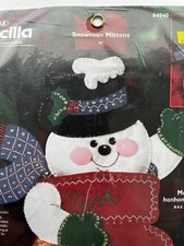 Bucilla 18" Felt Stocking Craft Kit Snowman Mittens 84940 Snowflake Bling USA