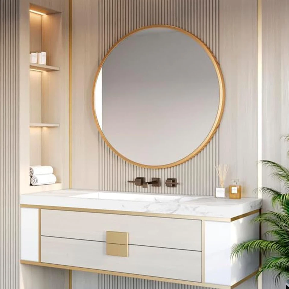 Specchio Rotondo Da Parete Con Struttura in Metallo – Design Moderno Ed Elegante - Immagine 2 di 4