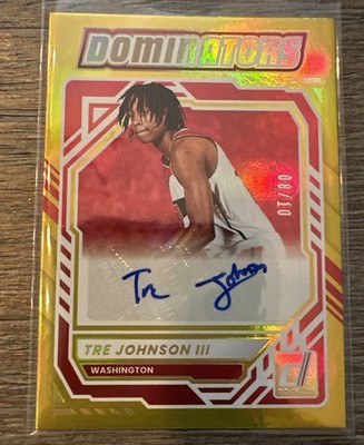 Tre Johnson III 2025-26 Panini Donruss Gold 8/10 Dominators Auto