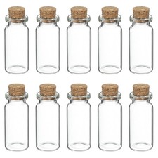 10Pcs Mini Glass Bottles with Cork Stoppers 10ml Small Clear Glass Jars