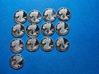(13) 1 GRAM .999 PURE SILVER ROUND WALKING LIBERTY DESIGN