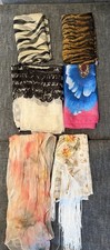6 Vintages rectanglular scarfs , various colors and widths all over 60  Long