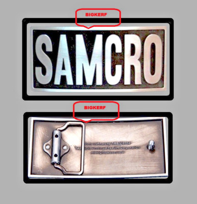 (2)  SAMCRO SONS OF ANARCHY BIKER GEAR  4 1/4'' X 2'' COLLECTIBLE SOA BELT BUCKLES