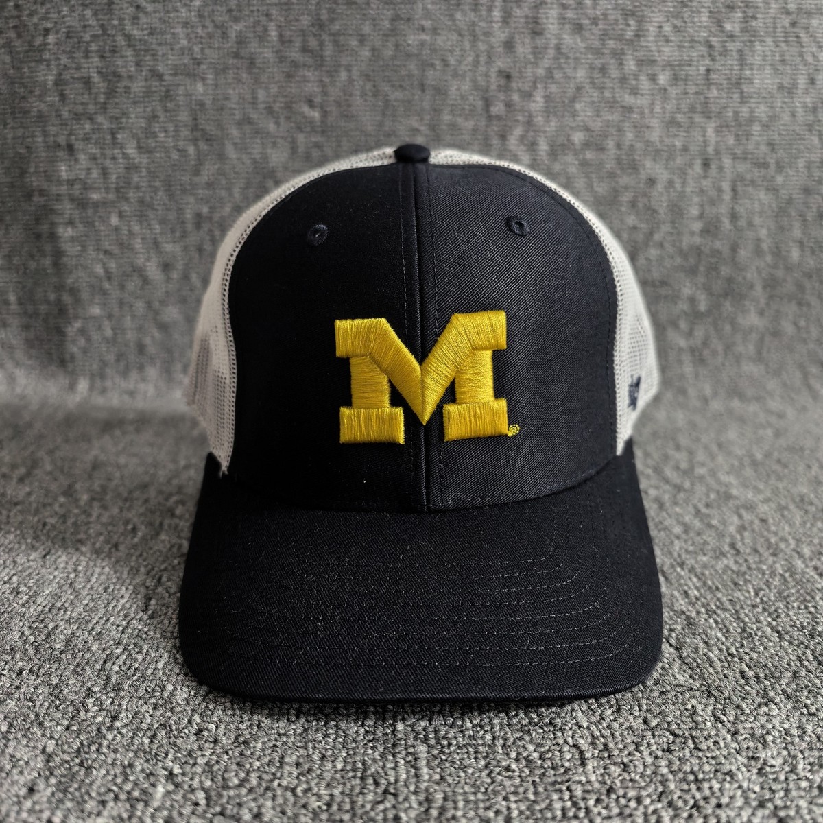 47 Brand Michigan Wolverines Trucker Snapback Navy White OS Retro Hat