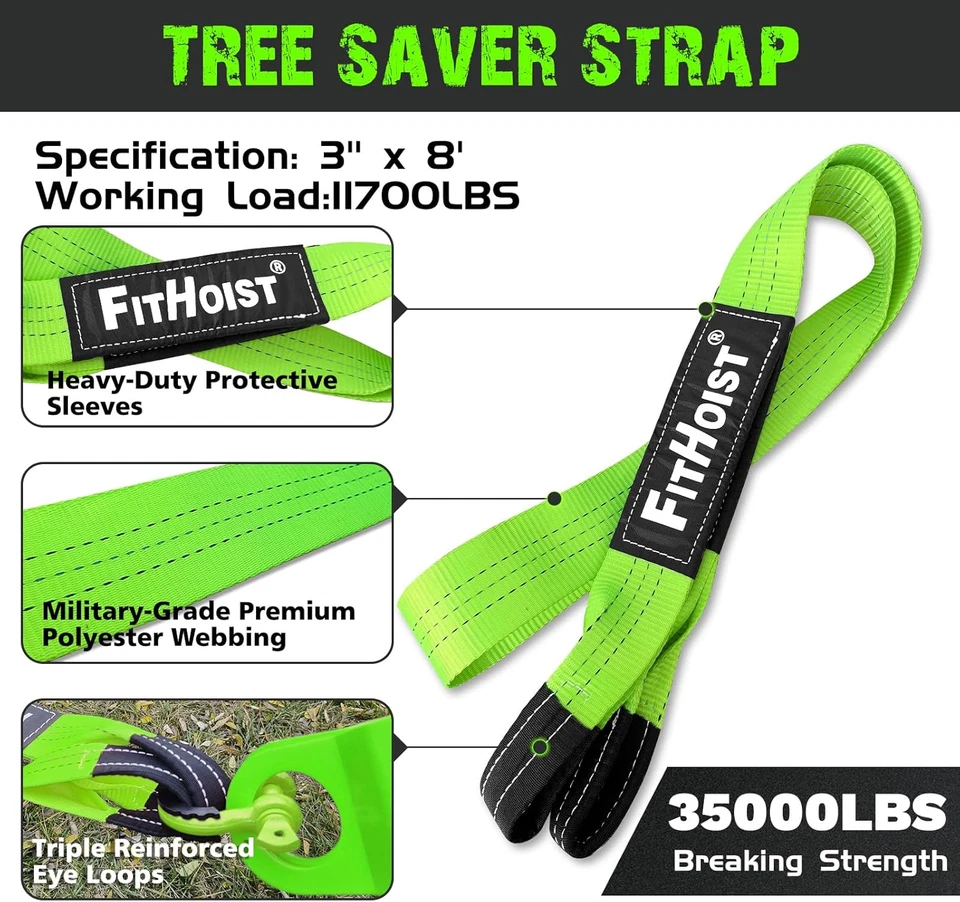 越野恢复套件,Snatch Block 滑轮 10 吨和树保护带 3 英寸 X8' 和 — 第 3/4 张图片