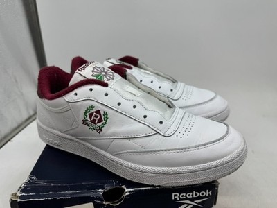 Reebok Club C85 Sneakers Mens White Burgundy Leather Lace Up Tennis Shoes - 10.5