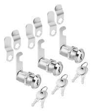 Cabinet Drawer Locks 3 Pack Zinc Alloy Keyed Alike 1-1/8 Cam Lock Security