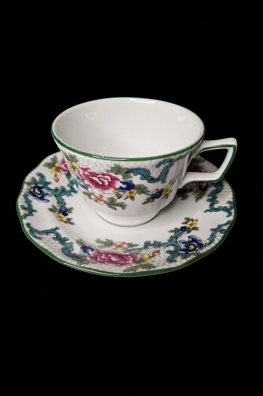 Royal Doulton Floradora Green Cup & Saucers 5 3/4" England Floral Bone China