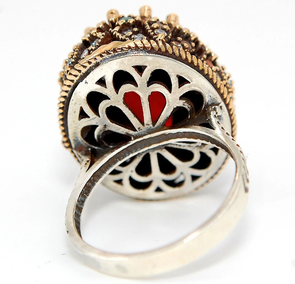 Ottoman Empire Style 12CT Treated Ruby 925 Sterling Silver Ring Sz 8 HB4-9 - Image 3 of 4