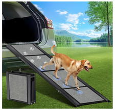 Dog Ramp for Car              Large Folding Pet Stair Ramps for Truck, SUV, with
