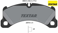 Textar 2570101 Bremsbelagsatz FüR Scheibenbremse Bremsbelagsatz FüR Porsche