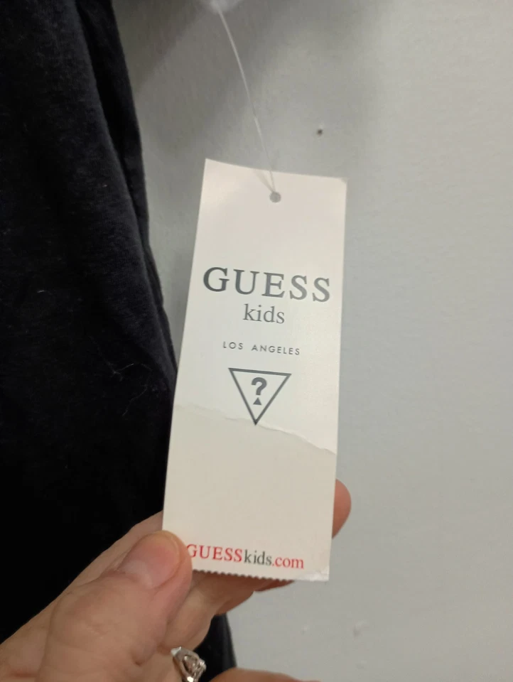 Camiseta Guess Niños Niñas Mediana Negra Logotipo Spellout Manga Corta Informal Nueva con Etiquetas Foto 4 de 4