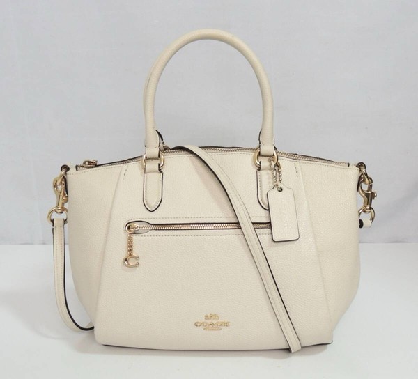 COACH Authentic 79316 Ellis Satchel 2-way Handbag White Gold Hardware