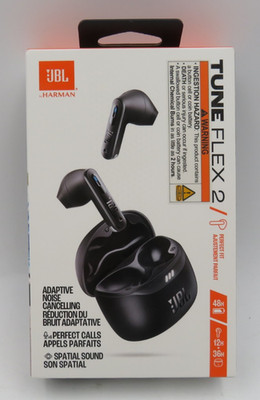 JBL Tune Flex 2 True Wireless Noise Cancelling Earbuds Black NEW SEALED