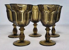 Imperial Glass Old Williamsburg Water Glasses Nut Brown Goblets Set Of 5 8 oz
