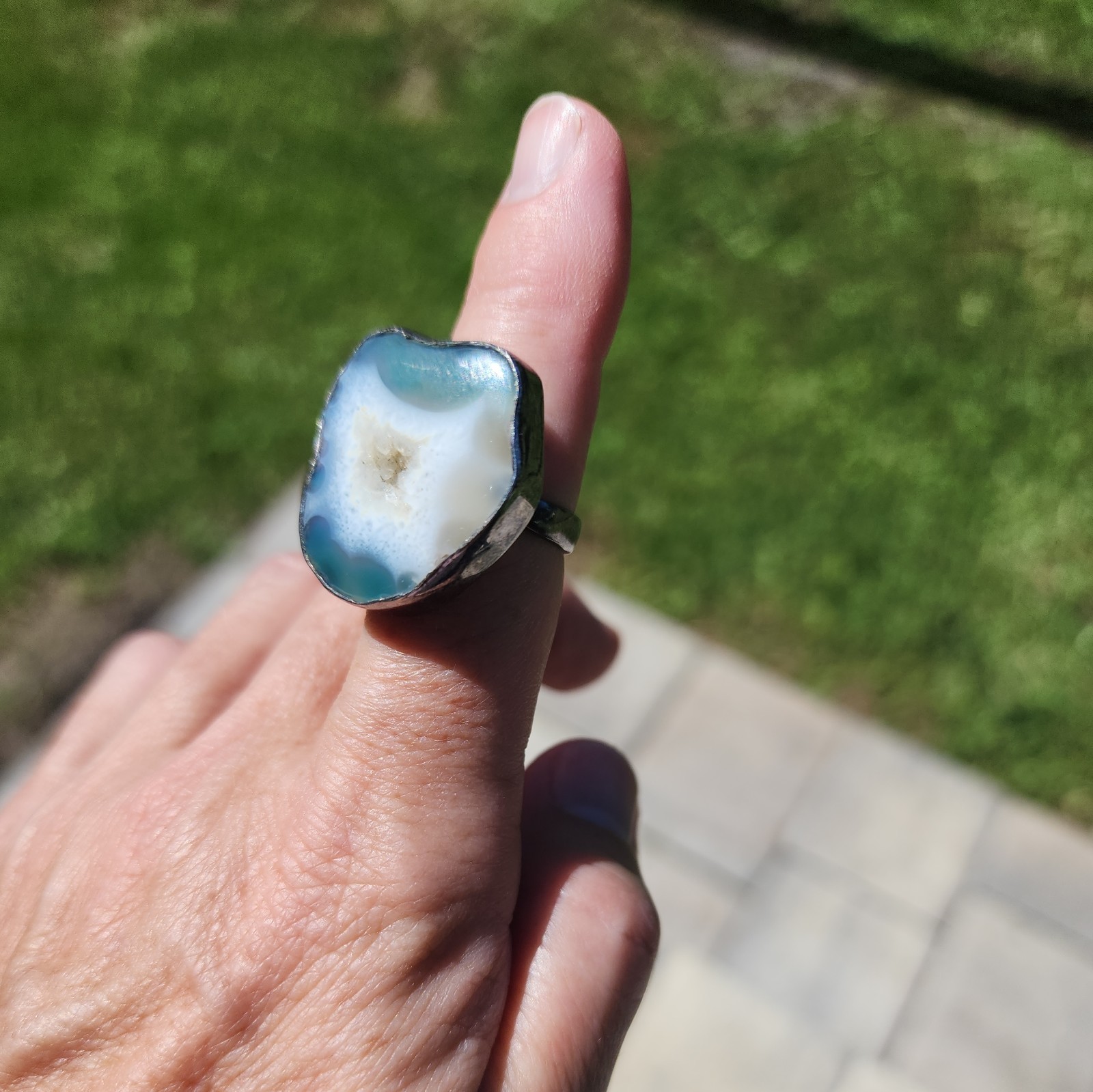 Agaite Adjustable Sterling Silver Ring - image 1