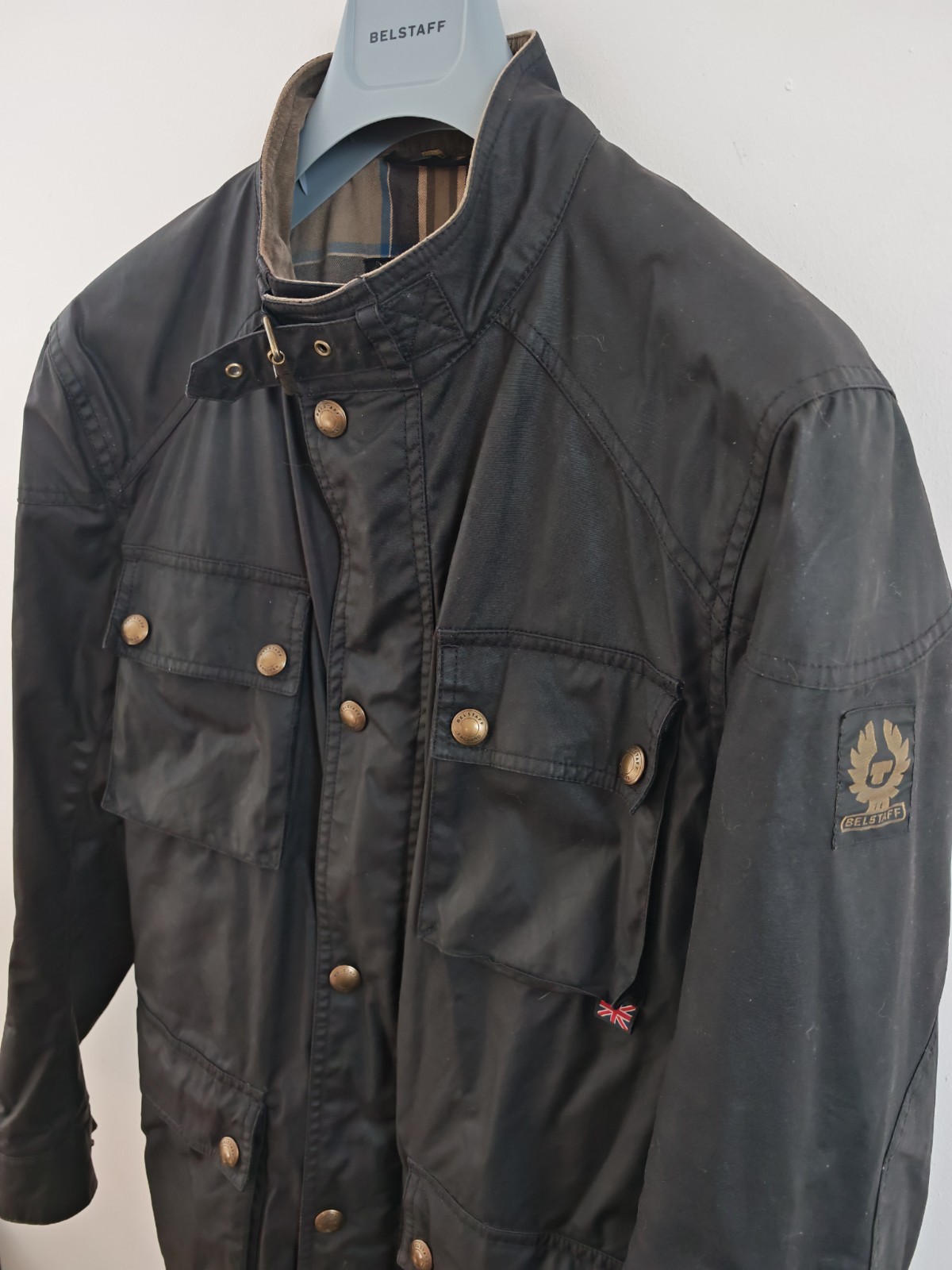 Belstaff Roadmaster Men’s Black Waxed Cotton Motorcycle Jacket Size IT 50