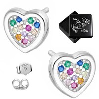 Kinder Schmuck Herz Ohrstecker 925 Silber Ohrringe Zirkonia Geschenk FüR MäDchen