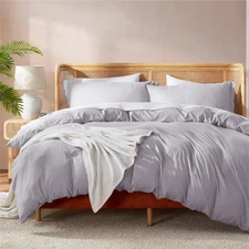 Nestl Grey Lavender Duvet Cover Queen Size - Soft Queen Duvet Cover Set, 3 Piece