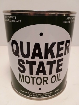 Vintage Quaker State Motor Oil Can 1 qt. - ( Re-pop Collectible ) 