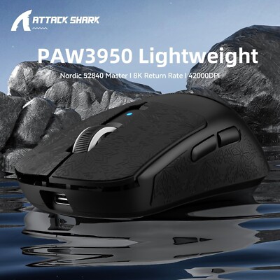 ATTACK SHARK R6PRO PixArt PAW3950MAX，39g Superlight Wireless Gaming Mouse
