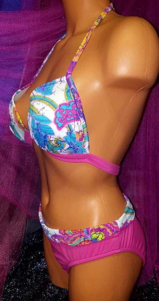 Venus Acolchado A B Sexy Blanco Rosa Paisley Halter S Bikini Traje de Baño 6 Foto 4 de 4
