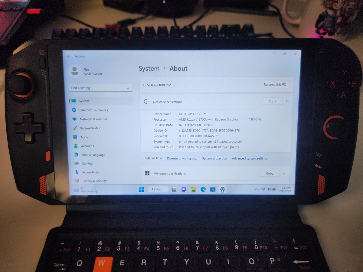 ONEXPLAYER 1S 8.4 Inch Portable PC Windows11 (AMD R7-5700U 16GB