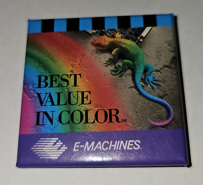 1990s Computer Related Pin Back Button #496 E Machines