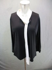 NWT JON&ANNA Size M Womens Multicolor Front Tie V-Neck Long Sleeve Top 300