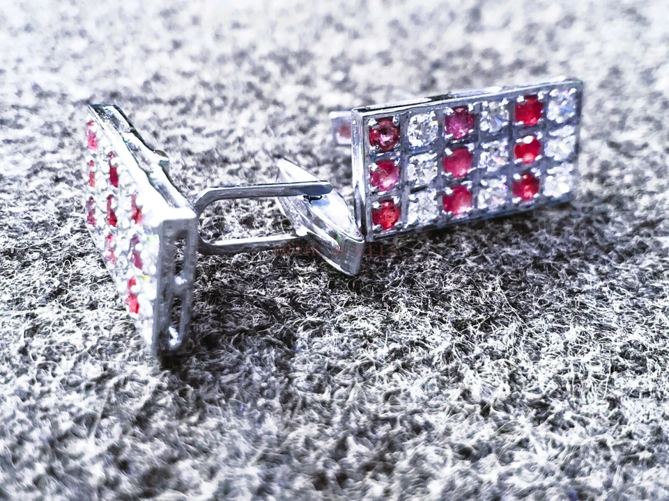 Heated Ruby Gemstone With 925 Sterling Silver Cufflink #2561 - Image 4 of 4