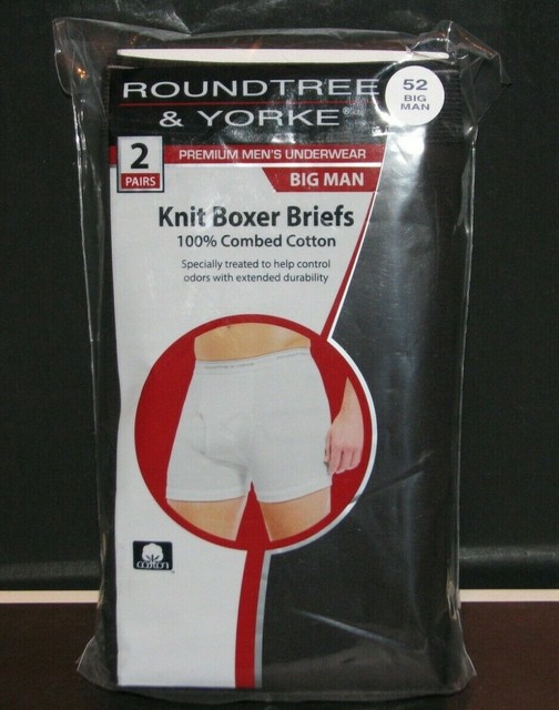 2 pr RoundTree & Yorke KNIT BOXER BRIEFS Men's 100 Cotton 52 BIG MAN
