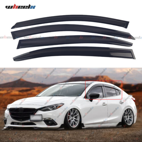4PCS Fits 14-19 Mazda 3 Sedan Hatchback Slim Style Window Visors Vent Deflector