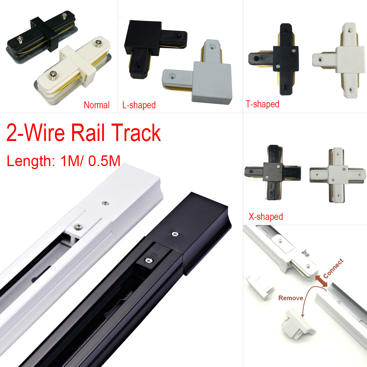 0.5M 1M Led Track Rail Led Track Light Rails Straight L Shape Connectors Track Rail Spotlight
