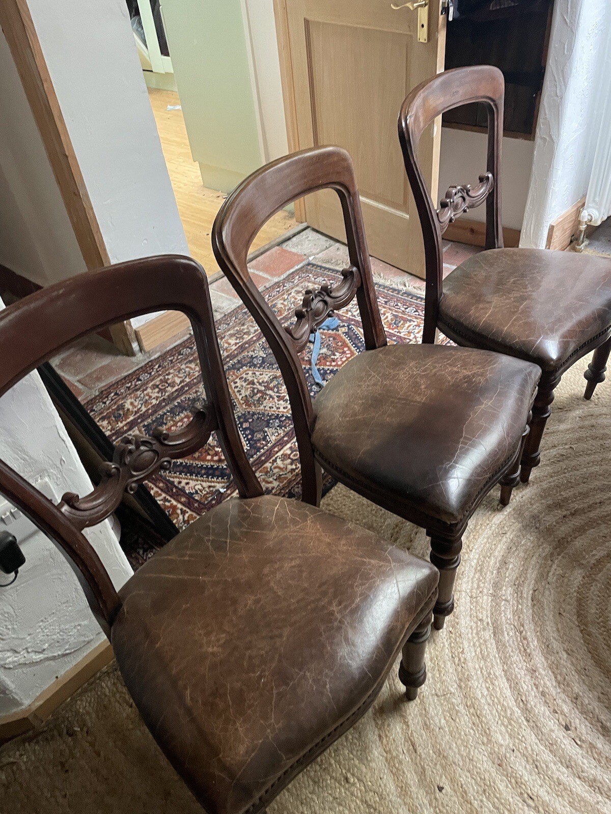 antique mahogany dining table and 6 reupholstered kidney back chairs eBay