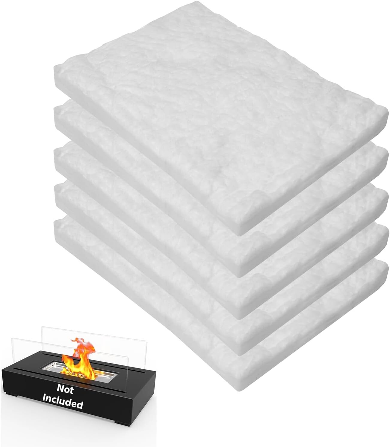 Ceramic Wool Wick Sponge - 12"x8"x1" - 5 Pcs Ceramic Wool for Tabletop Firepits