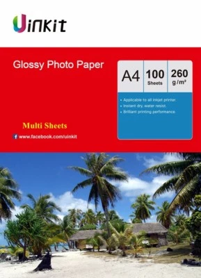 Uinkit 100-1000 Sheets A4 260Gsm High Glossy Photo Paper Inkjet Paper Printer