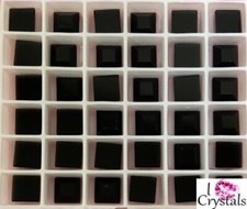 JET BLACK 8mm SQUARE IHC 2400 Austrian Crystal Flatback Rhinestones 36 pieces