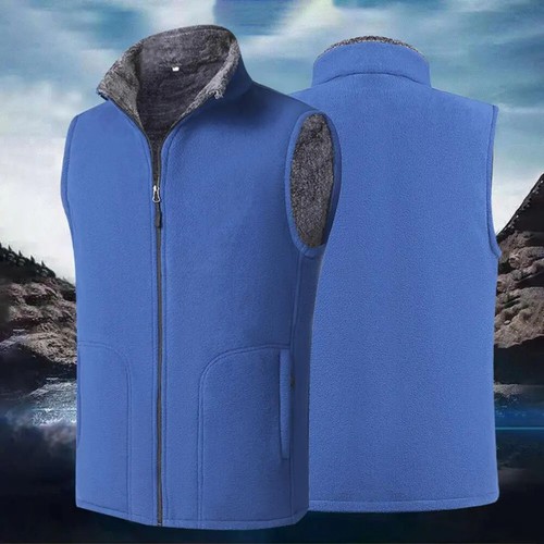 Herren Winter Weste Ärmellos Stehkragen Einfarbig Fleece Dicke Warm Weste - Bild 5 von 22
