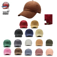 Corduroy Dad Hat Baseball Classic Adjustable Soft Plain Cap Unisex 100% Cotton