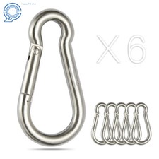 Spring Snap Hook Carabiner Clips 304 Stainless Steel, Set Of 6 440 Lbs