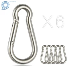 Spring Snap Hook Carabiner Clips 304 Stainless Steel, Set Of 6 440 Lbs