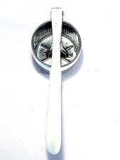 Vintage Ricer Potato Masher Metal White Band & Handle Stainless Steel Food Mill