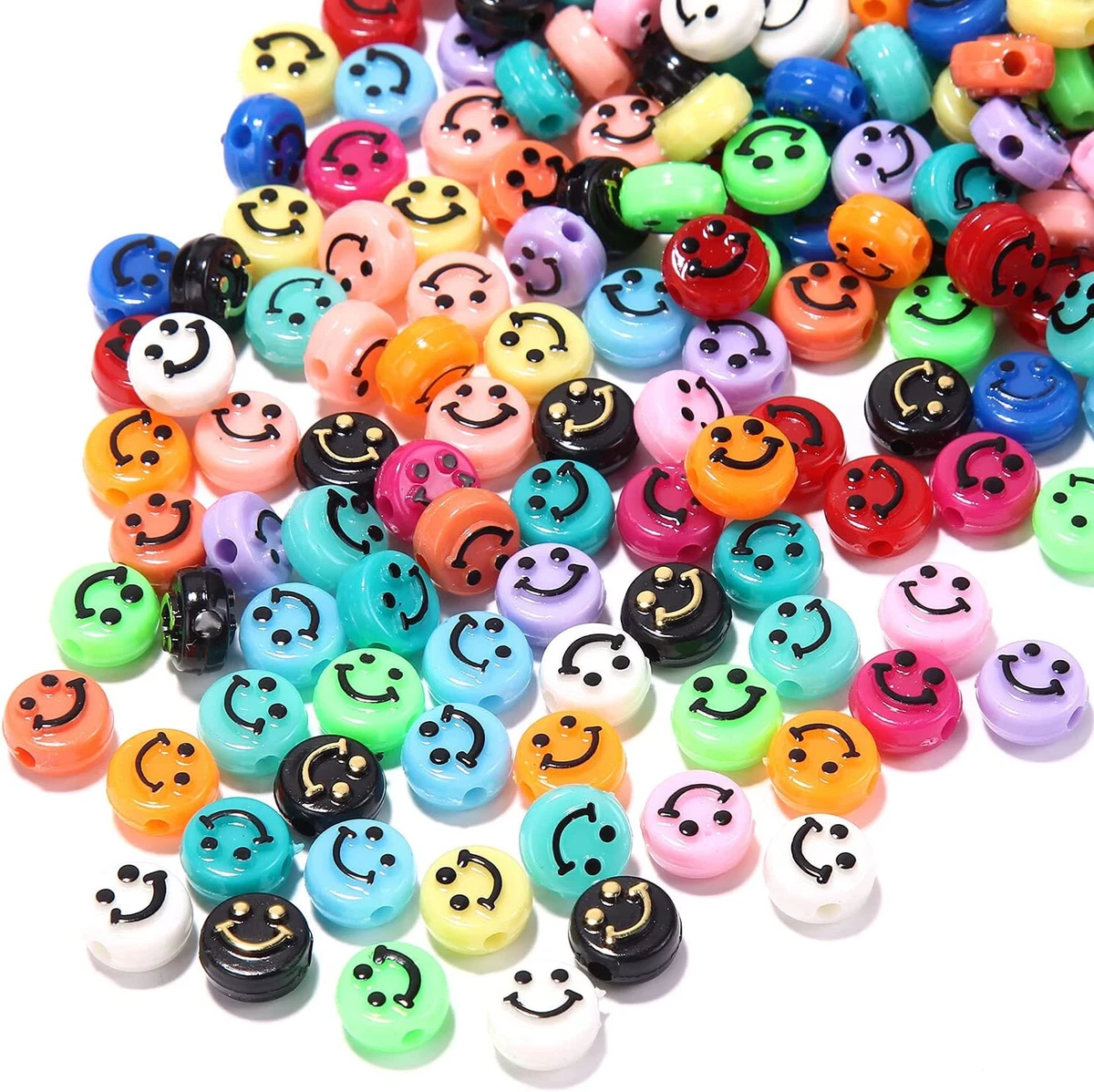 100pcs/set Smiley Face Beads for DIY Necklace and Bracelet Jewelry