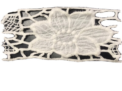 5 Yards Off White Embroidered Cotton Flower Lace Trim 3'' wide