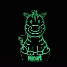 Zebra Night Light | Personalised Animal Night Light | Children's Gift | Zoo Lamp